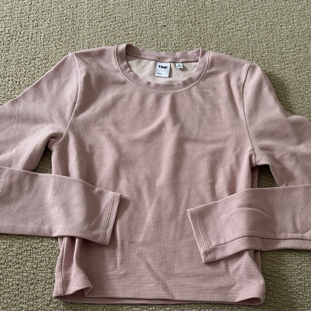 TNA Waffle knit Long Sleeve Top - Soft Pink